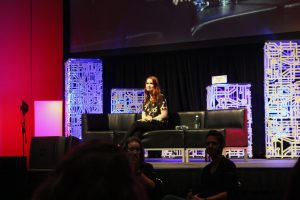 Felicia Day at Denver Comic Con 2017 Making a funny face